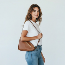 Load image into Gallery viewer, Brown Triangle Leather Bag