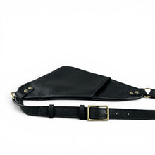 Load image into Gallery viewer, Jet Black Flat Leather Triangle Crossbody Bag