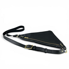 Load image into Gallery viewer, Jet Black Flat Leather Triangle Crossbody Bag