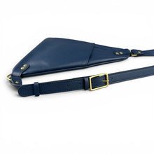 Load image into Gallery viewer, Navy Flat Leather Triangle Crossbody Bag