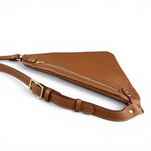 Load image into Gallery viewer, Brown Flat Leather Triangle Crossbody Bag