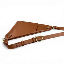 Load image into Gallery viewer, Brown Flat Leather Triangle Crossbody Bag