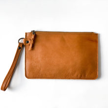 Load image into Gallery viewer, Leather Camel Clutch Wristlet
