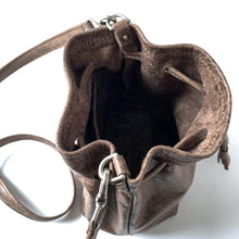 Load image into Gallery viewer, Grey Distressed Leather Mini Bucket Bag