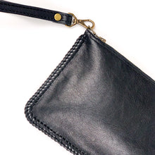 Load image into Gallery viewer, Braided Leather Wristlet Zipper Clutch