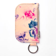 Load image into Gallery viewer, Fuchsia Flower Leather Key Chain Zipper Wallet
