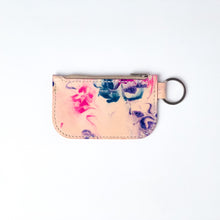Load image into Gallery viewer, Fuchsia Flower Leather Key Chain Zipper Wallet
