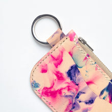 Load image into Gallery viewer, Fuchsia Flower Leather Key Chain Zipper Wallet
