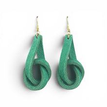 Load image into Gallery viewer, Leather Knot Earrings-Green
