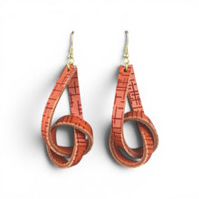 Load image into Gallery viewer, Leather Knot Earrings-Orange
