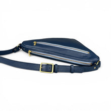 Load image into Gallery viewer, Navy Leather Triangle Crossbody Sling Bag
