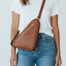 Load image into Gallery viewer, Brown Triangle Leather Bag
