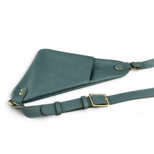 Load image into Gallery viewer, Slate Teal Flat Leather Triangle Crossbody Bag
