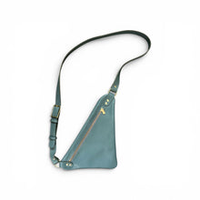 Load image into Gallery viewer, Slate Teal Flat Leather Triangle Crossbody Bag
